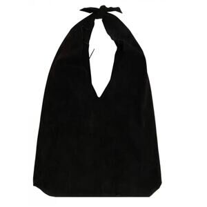 The Row Suede Bindle Bag Black Slouchy Sack Knotted Shoulder Strap Authentic
